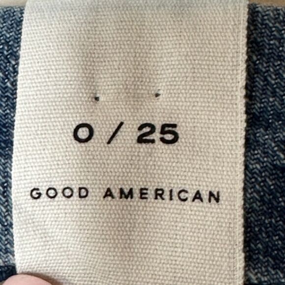 Good American Classic Raw Hem High Rise Jeans Skinnyish Fit Blue940 0/25 NWT - Picture 11 of 13